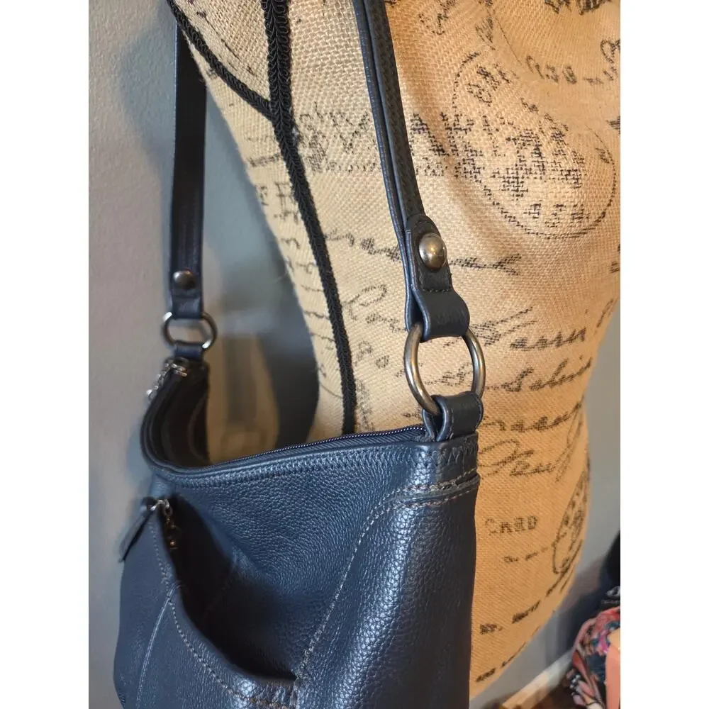 The sak 100% leather iris hobo shoulder bag large purse indigo navy pebbled